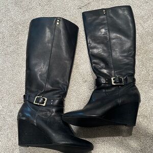 Alfani Black Leather Heeled Boots